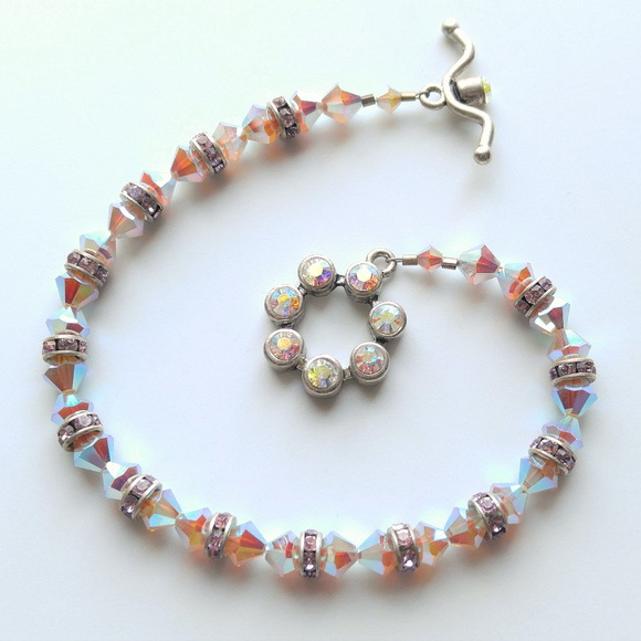 Handmade Swarovski Crystal Grey Opal AB Bracelet - Picture 3 of 5